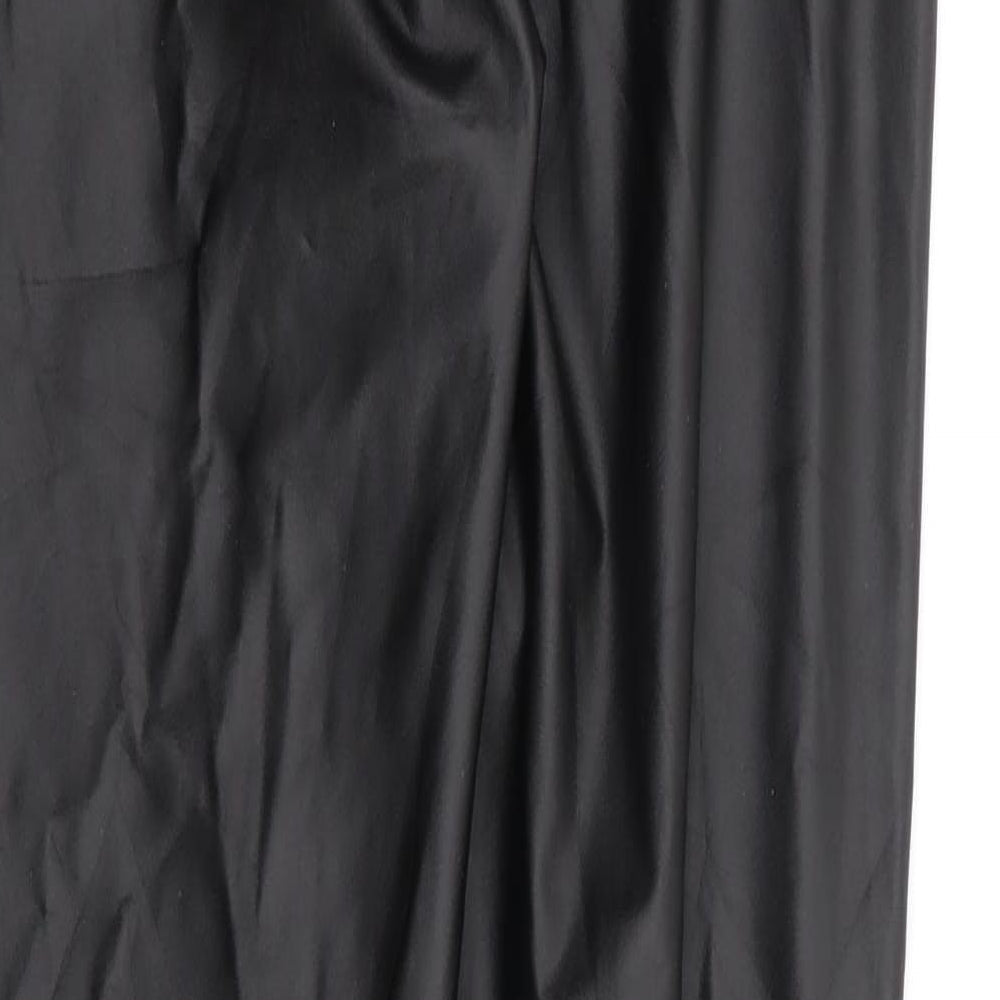 Preworn Womens Black Polyurethane Trousers Size L L28 in Regular - Leather Look Tregging
