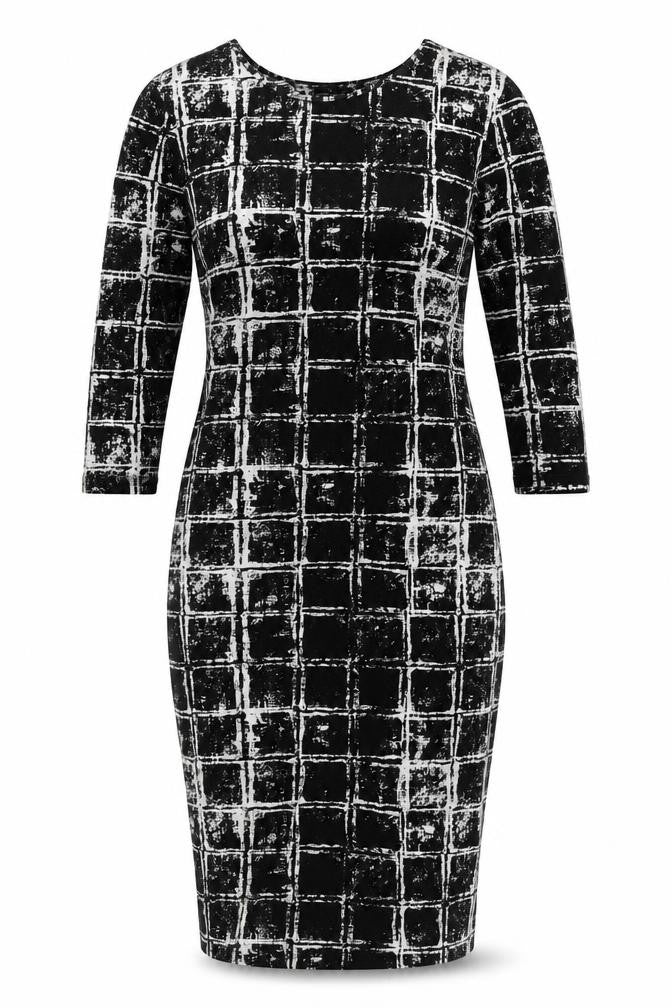 River Island Womens Black Geometric Viscose Bodycon Size 12 Round Neck Pullover