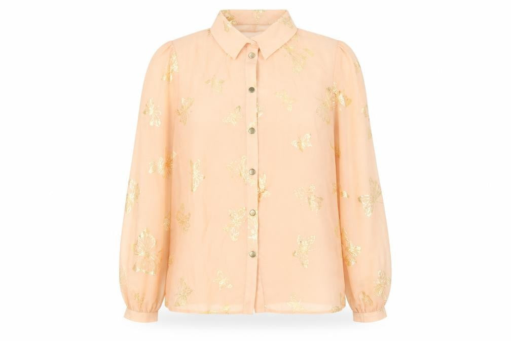 Primark Womens Pink Geometric Polyester Basic Button-Up Size 10 Collared - Butterfly