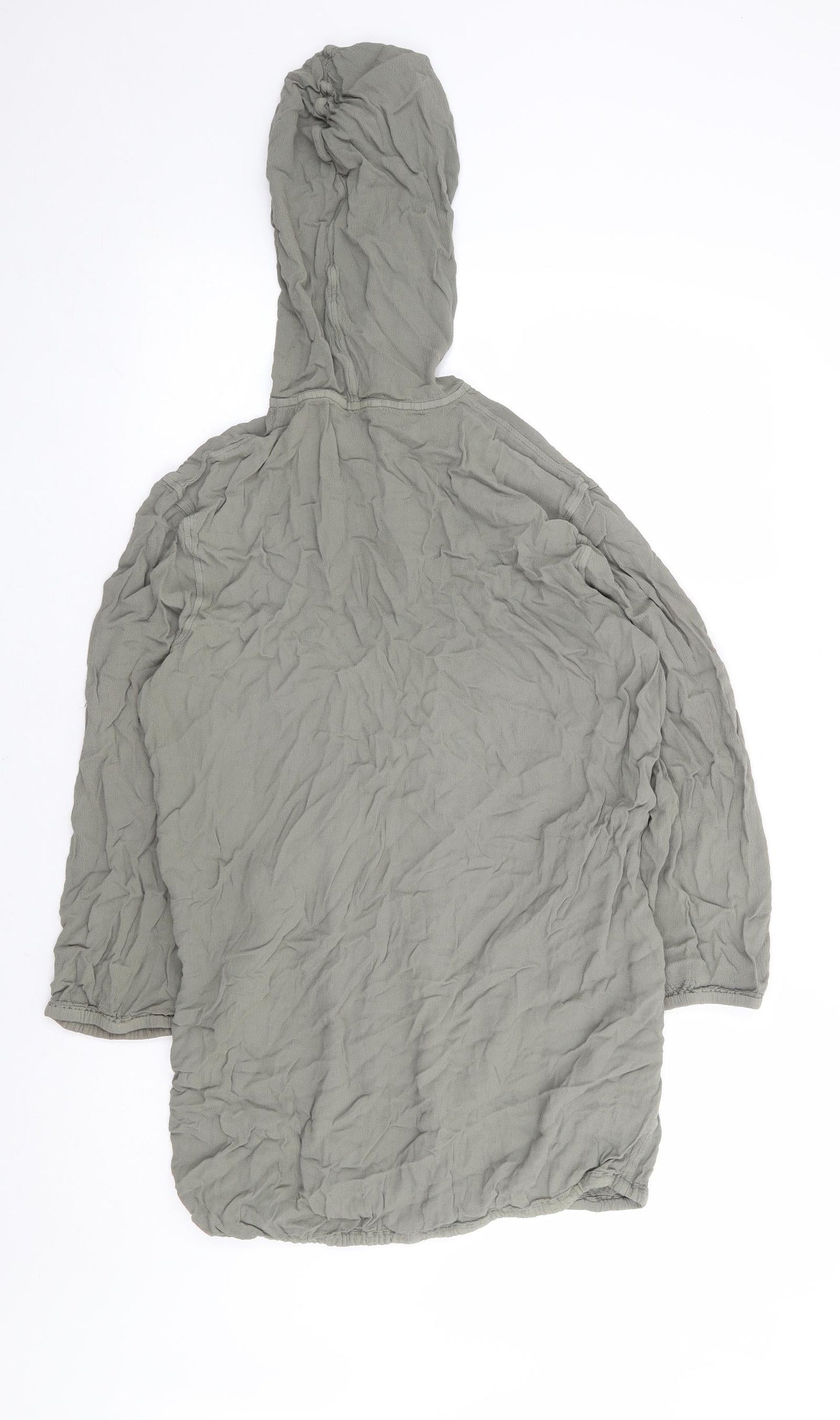 Marks and Spencer Womens Green Viscose Pullover Hoodie Size 10 Button - Elastic Hem