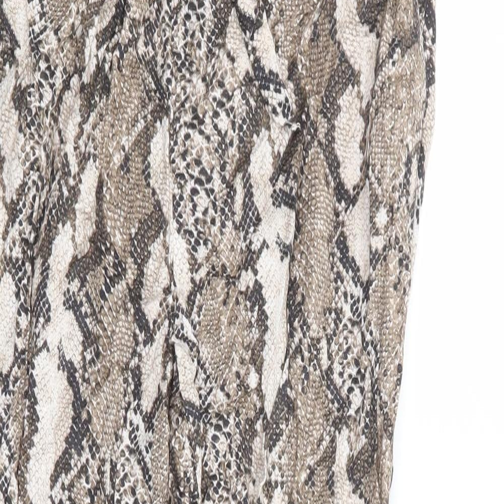 H&M Womens Beige Animal Print Viscose Harem Trousers Size 6 L25 in Regular Drawstring - Snake Skin Print