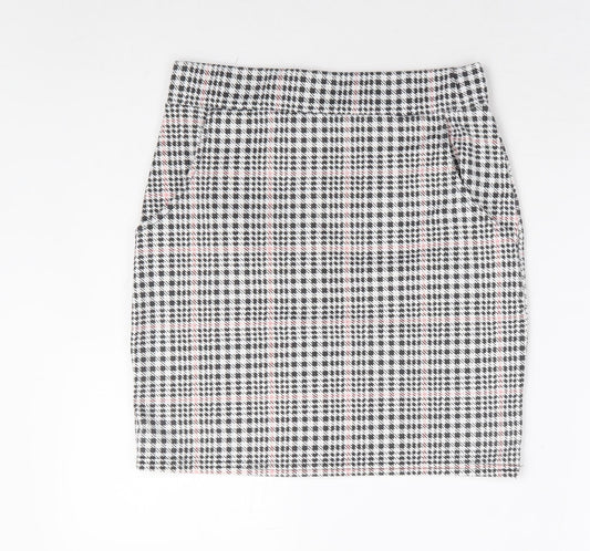 Select Womens Black Herringbone Polyester A-Line Skirt Size 10