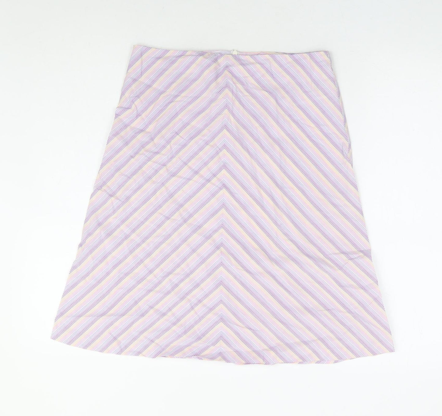 Warehouse Womens Purple Striped Cotton A-Line Skirt Size 10 Zip