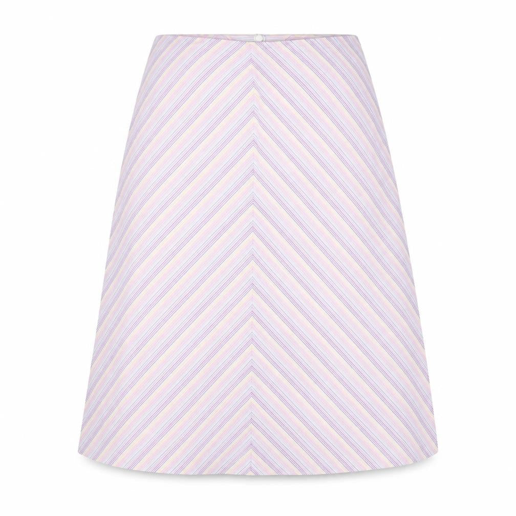 Warehouse Womens Purple Striped Cotton A-Line Skirt Size 10 Zip