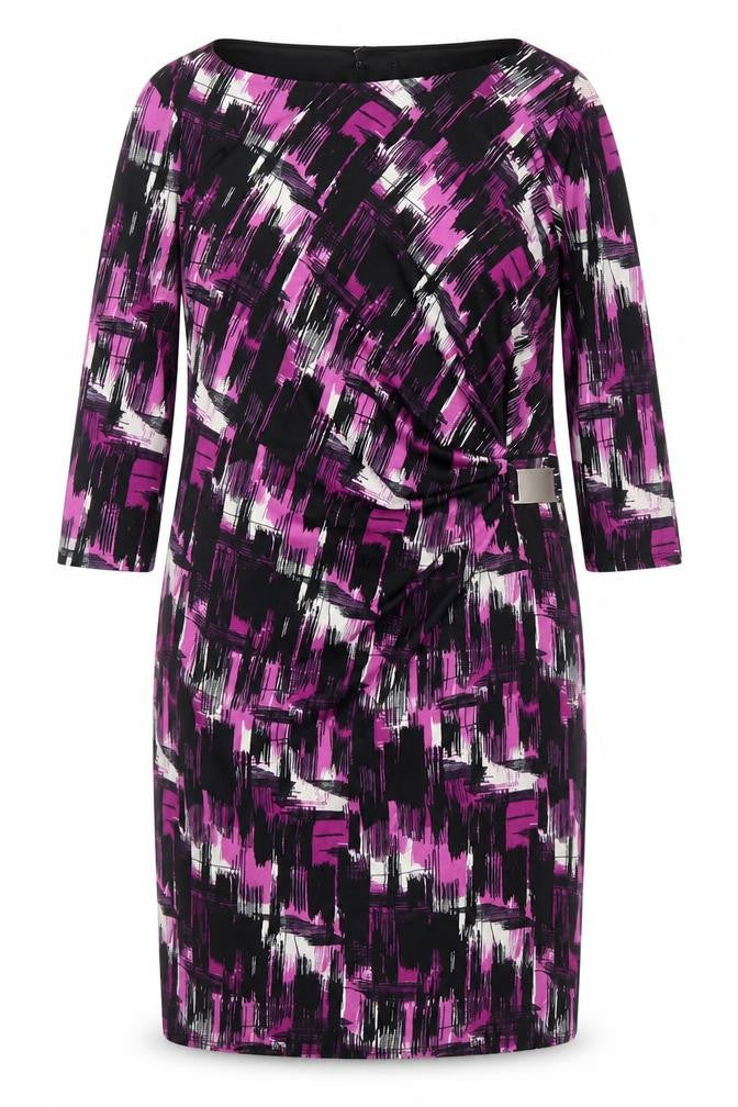 Preworn Womens Purple Geometric Viscose A-Line Size 12 Round Neck Pullover