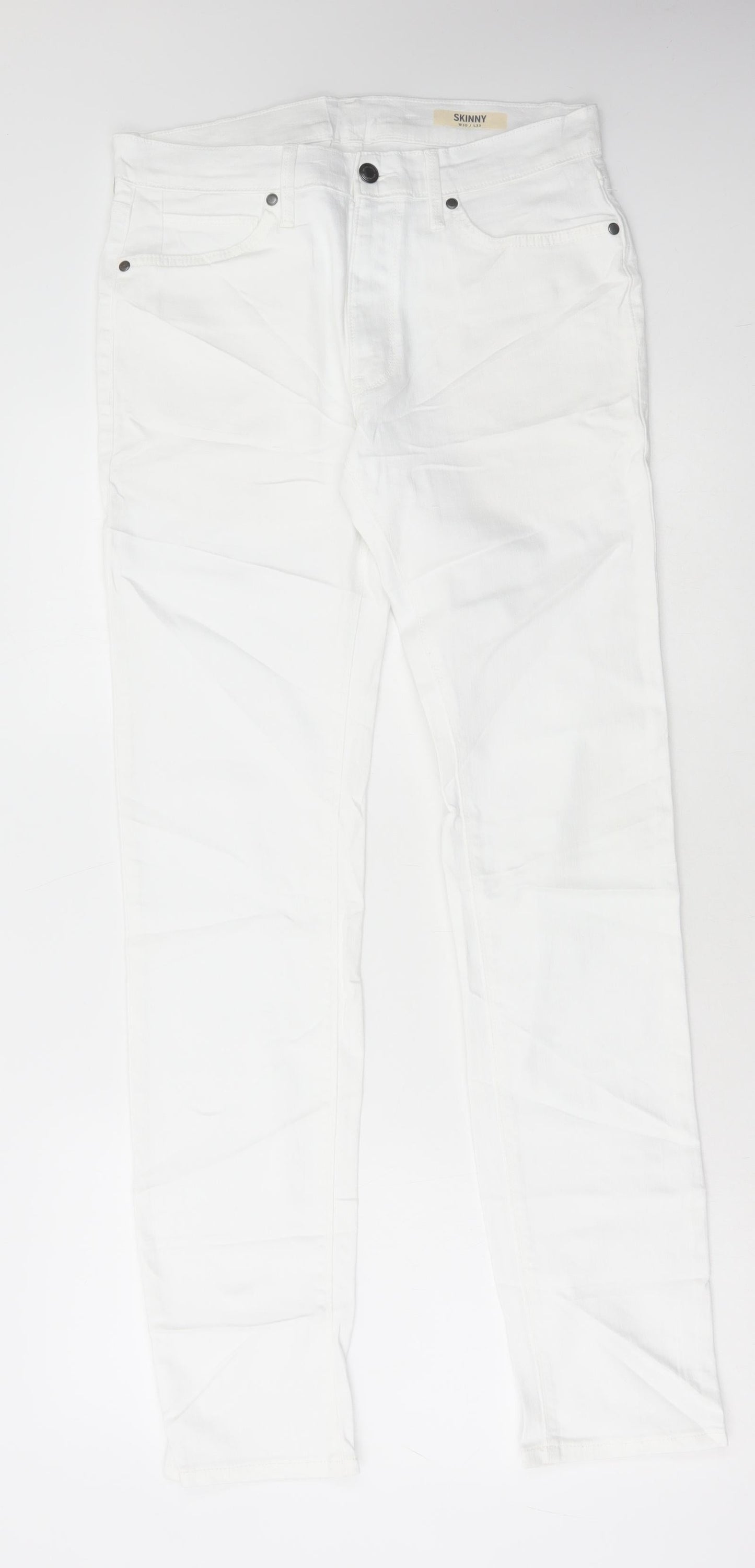 Marks and Spencer Womens White Cotton Skinny Jeans Size 30 in L33 in Regular Button
