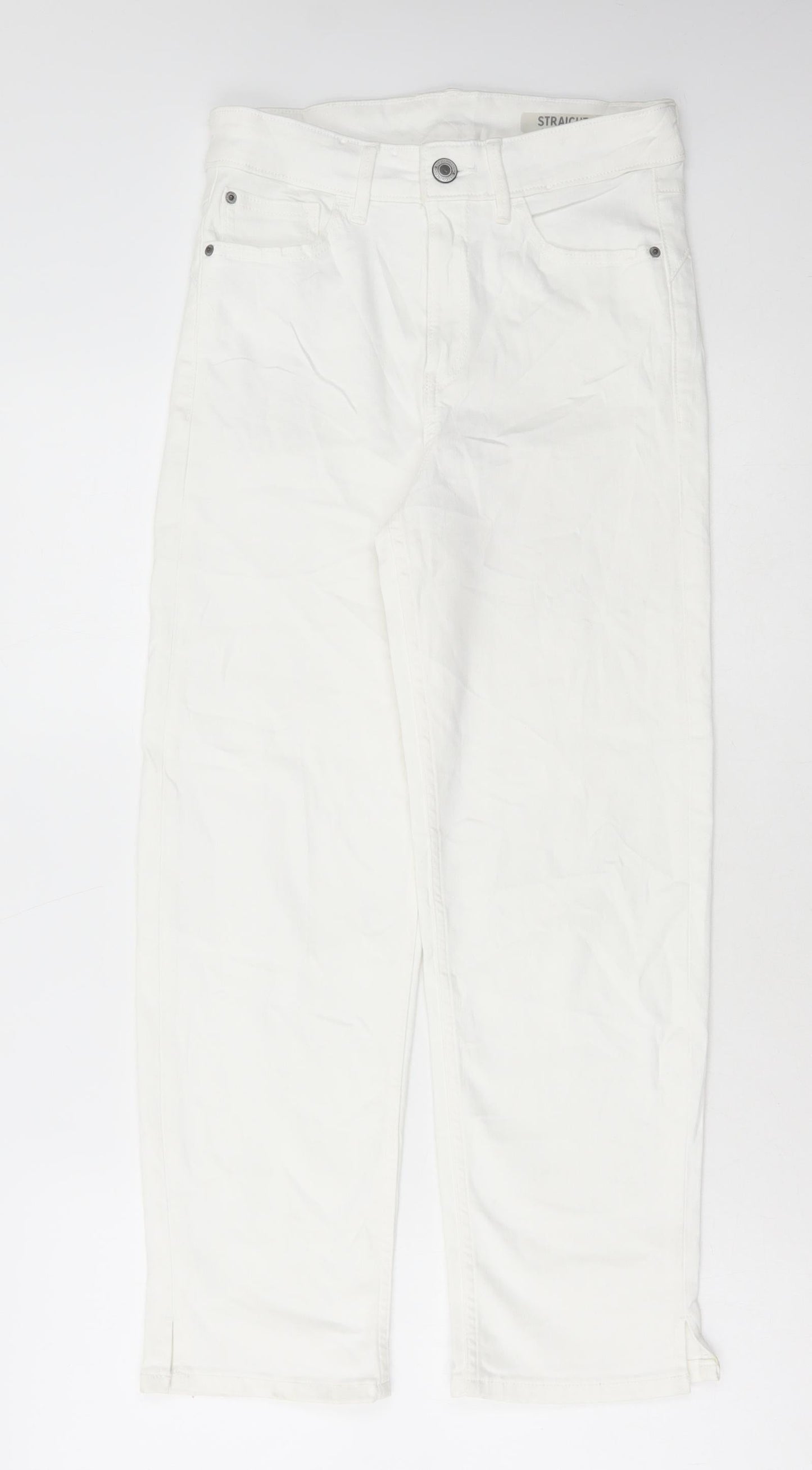 Marks and Spencer Womens White Cotton Skinny Jeans Size 8 L25 in Regular Button