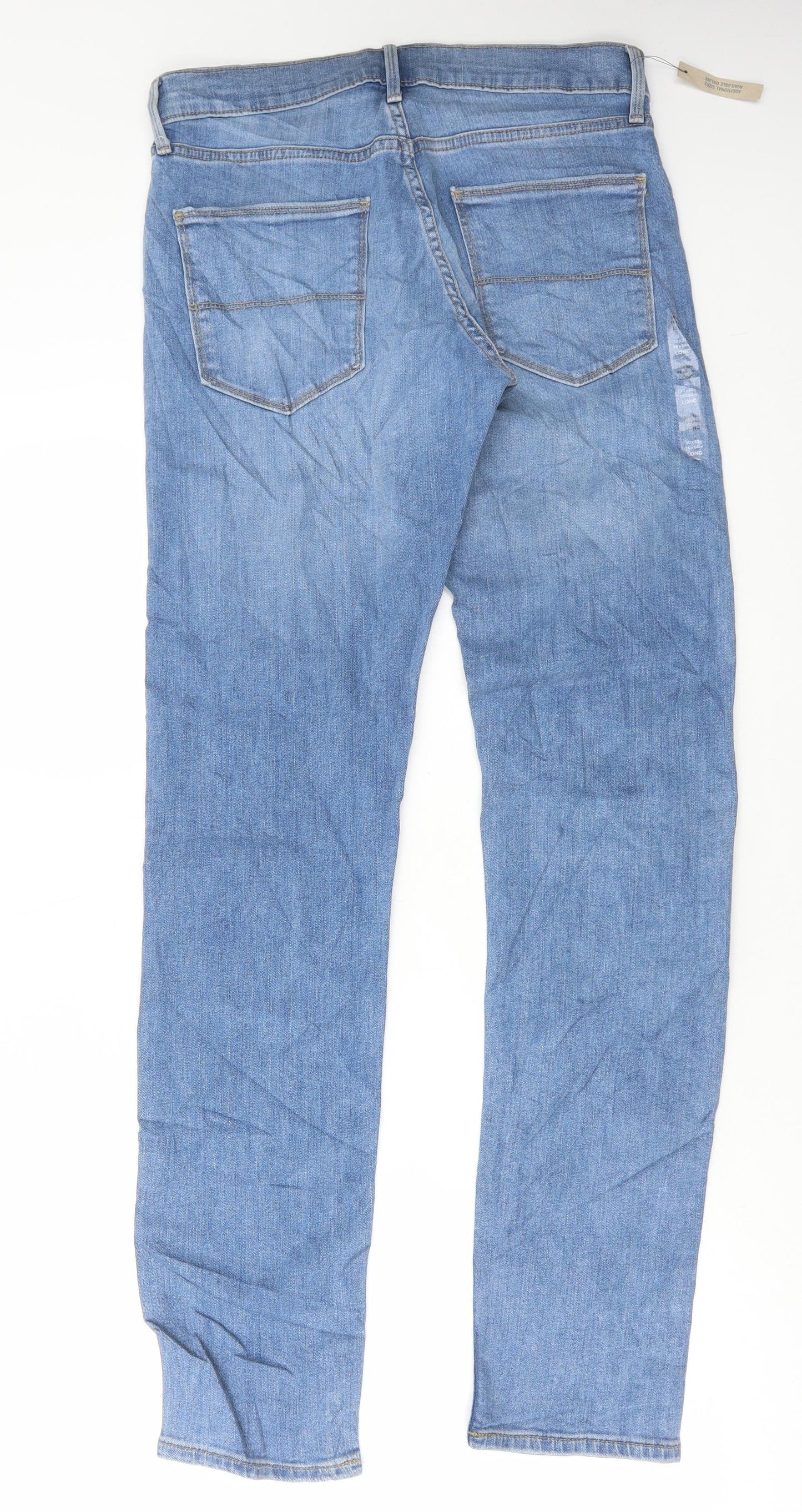 Marks and Spencer Womens Blue Cotton Skinny Jeans Size 30 in L33 in Regular Button