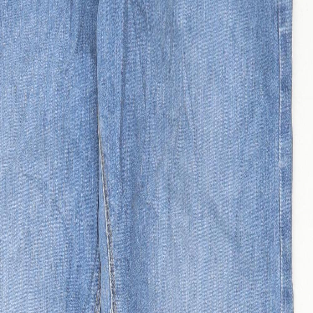 Marks and Spencer Womens Blue Cotton Skinny Jeans Size 30 in L33 in Regular Button
