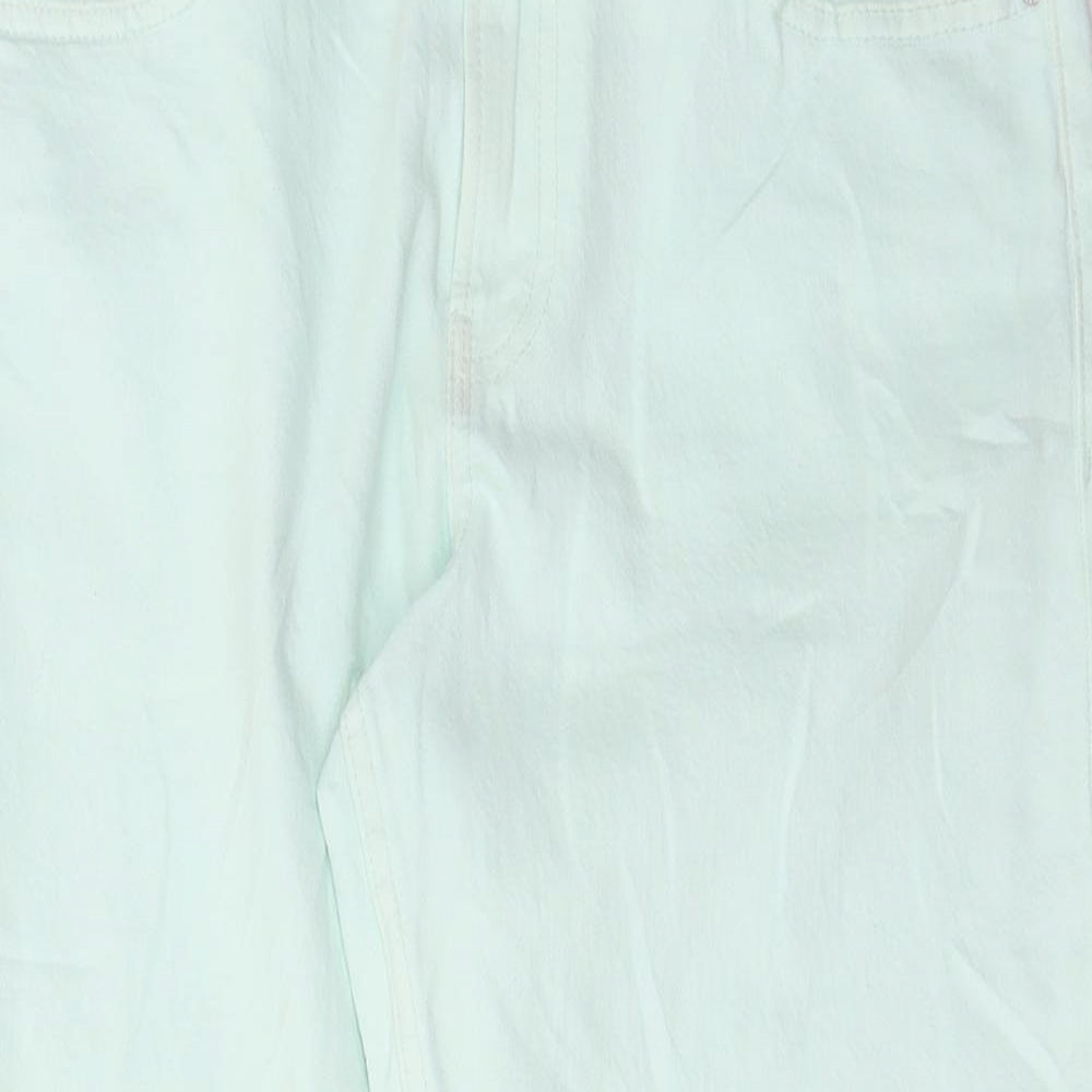 Marks and Spencer Womens Green Cotton Straight Jeans Size 12 L25 in Regular Button