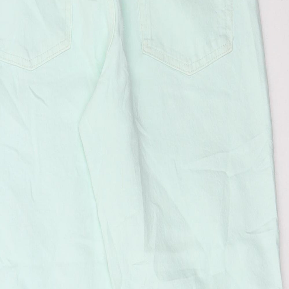Marks and Spencer Womens Green Cotton Straight Jeans Size 12 L25 in Regular Button