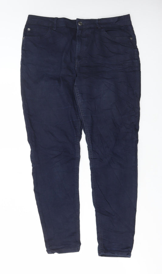 Marks and Spencer Womens Blue Cotton Skinny Jeans Size 10 L27 in Regular Button