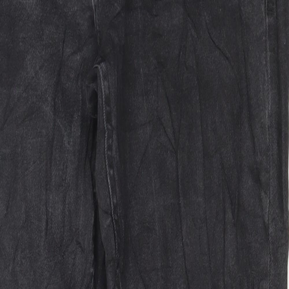 Preworn Womens Black Cotton Straight Jeans Size 32 in L30 in Regular Button