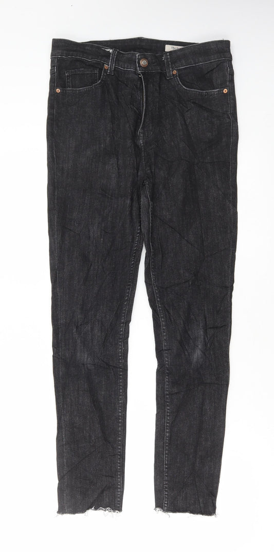 Marks and Spencer Womens Black Cotton Skinny Jeans Size 12 L28 in Regular Button