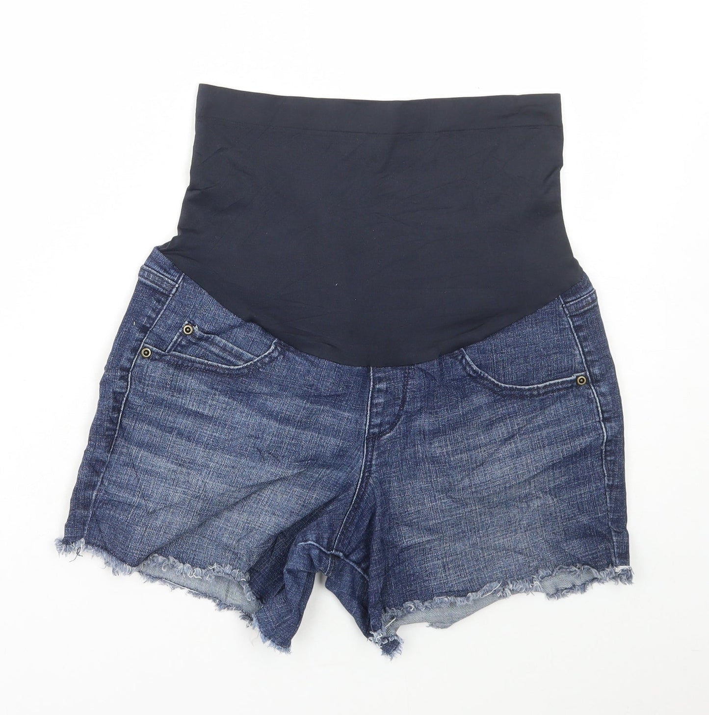 Preworn Womens Blue Cotton Hot Pants Shorts Size 28 in L5 in Regular Pull On
