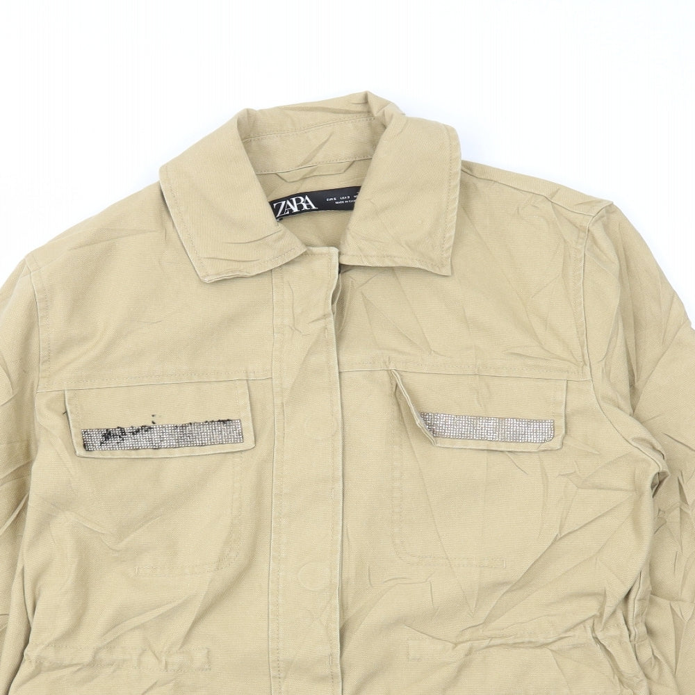 Zara Womens Beige Jacket Size S Button