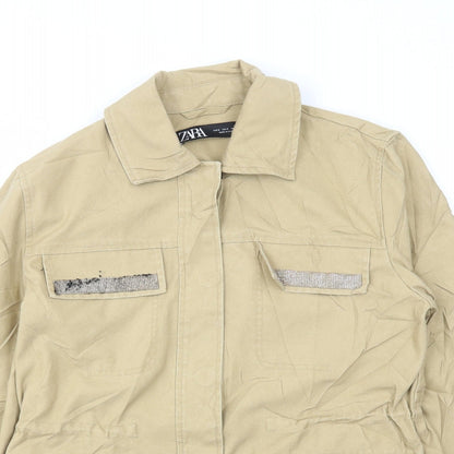 Zara Womens Beige Jacket Size S Button