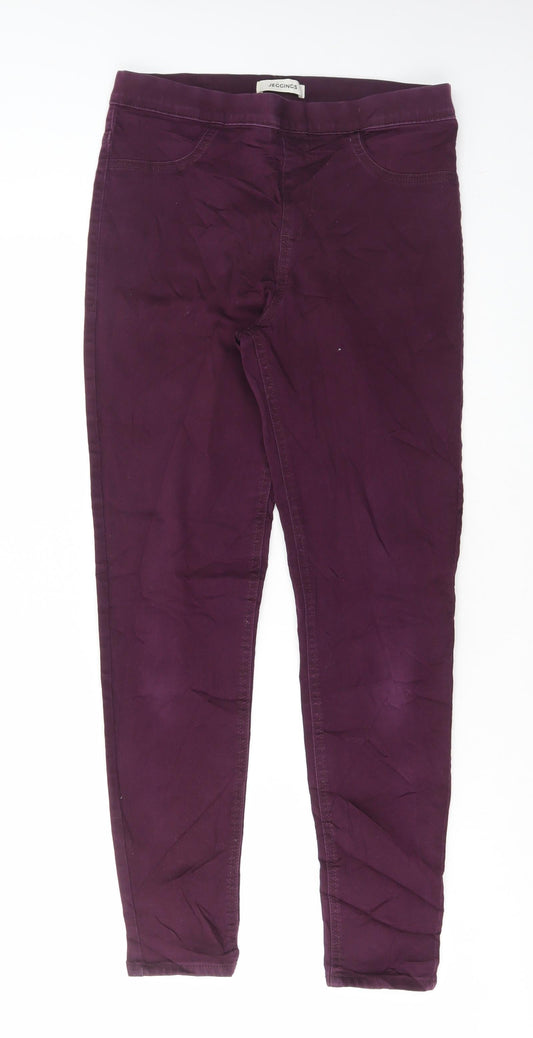 Marks and Spencer Womens Purple Cotton Skinny Jeans Size 12 L27 in Regular