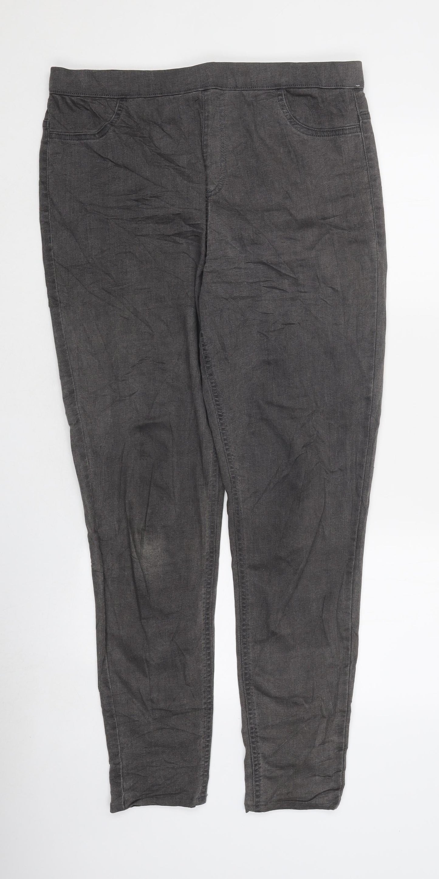 Marks and Spencer Womens Grey Cotton Jegging Trousers Size 14 L38 in Regular