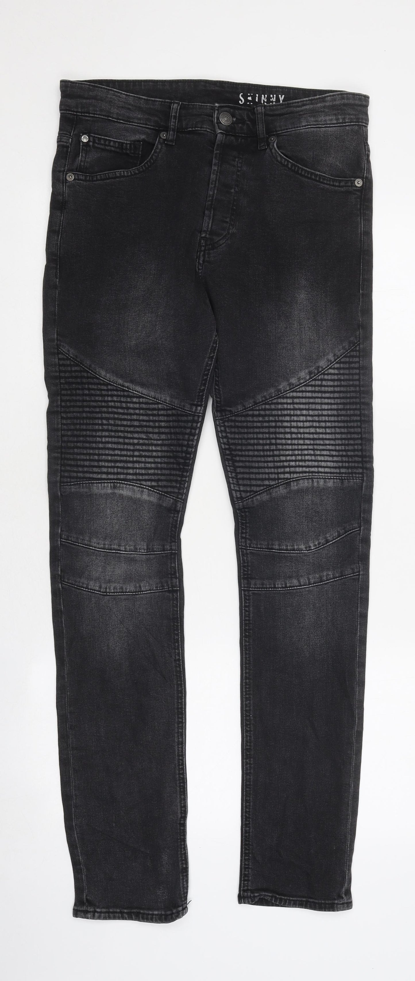 Preworn Womens Black Cotton Skinny Jeans Size 2XS L38 in Regular Zip