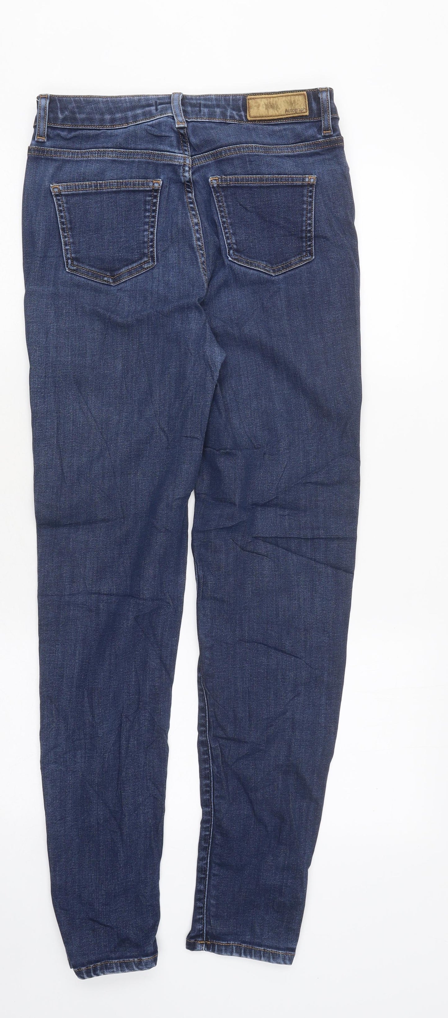 Marks and Spencer Womens Blue Cotton Skinny Jeans Size 10 L37 in Regular Zip