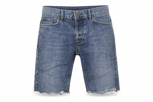 Vintage Slim Mens Blue Cotton Biker Shorts Size S L16 in Regular Zip