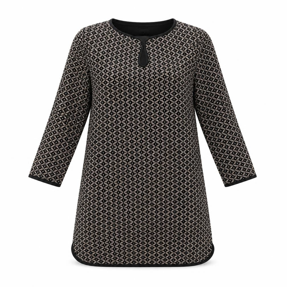Max Studio Womens Brown Gingham Polyester A-Line Size M Round Neck Hook & Loop