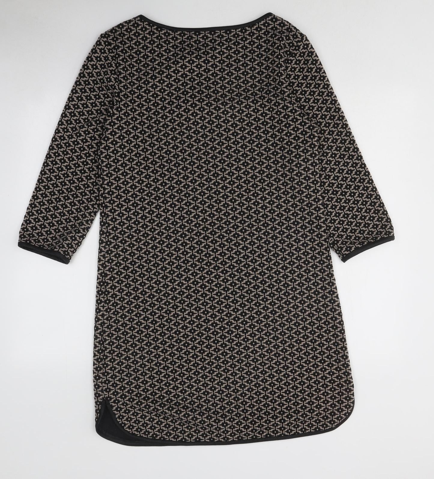 Max Studio Womens Brown Gingham Polyester A-Line Size M Round Neck Hook & Loop