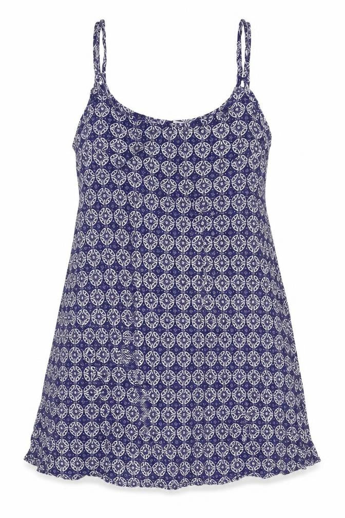 devided Womens Blue Geometric Polyester Basic Tank Size 8 V-Neck