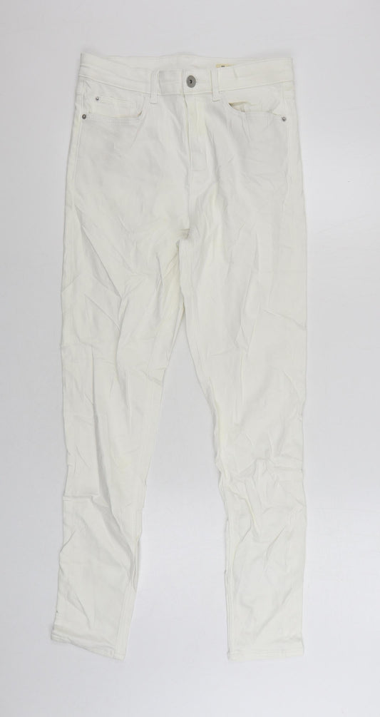 Marks and Spencer Womens White Cotton Skinny Jeans Size 12 L28 in Regular Zip
