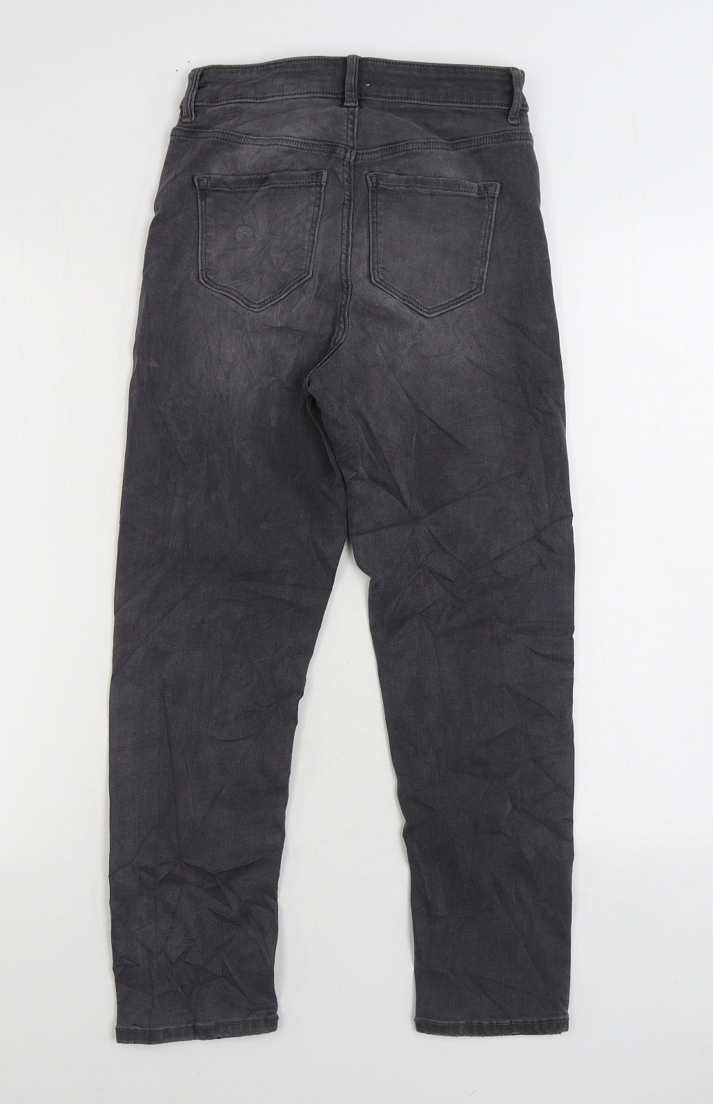Marks and Spencer Womens Grey Cotton Straight Jeans Size 6 L24 in Regular Zip