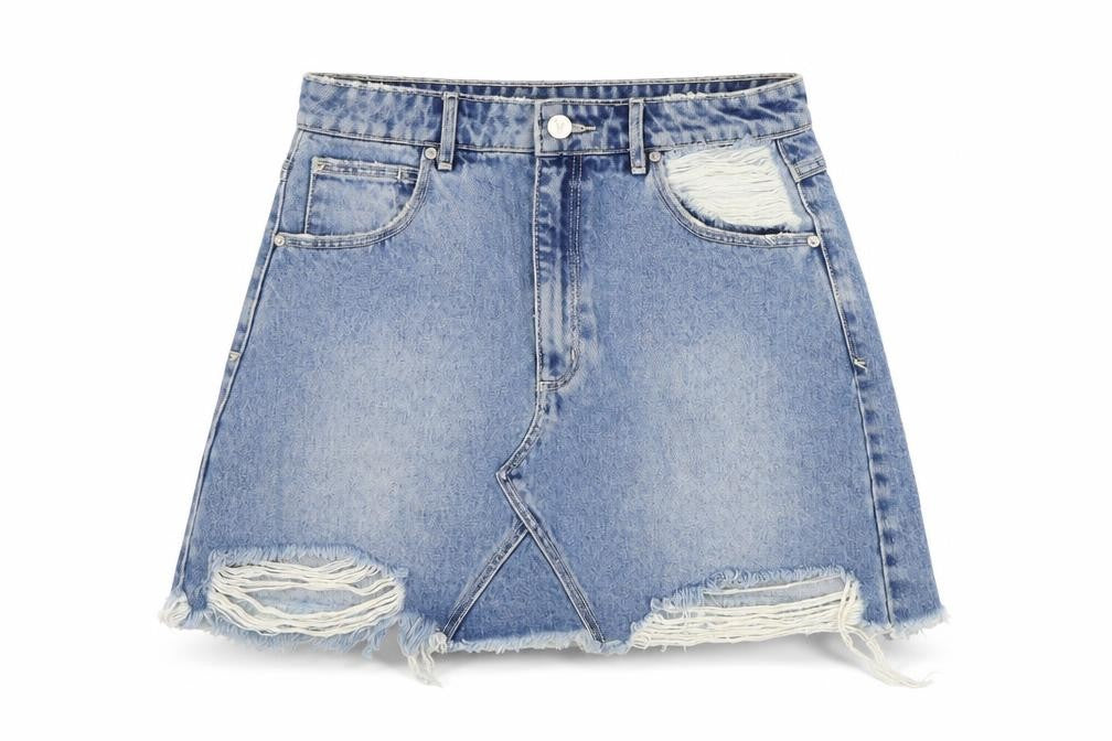 Abrand Jeans Womens Blue Cotton Mini Skirt Size 8 Button