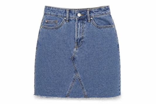 Denim & Co. Womens Black Cotton Mini Skirt Size 6 Button