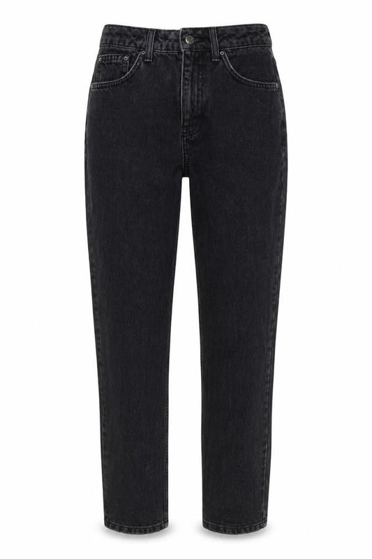 Topshop Womens Black Cotton Mom Jeans Size 26 in L34 in Regular Button