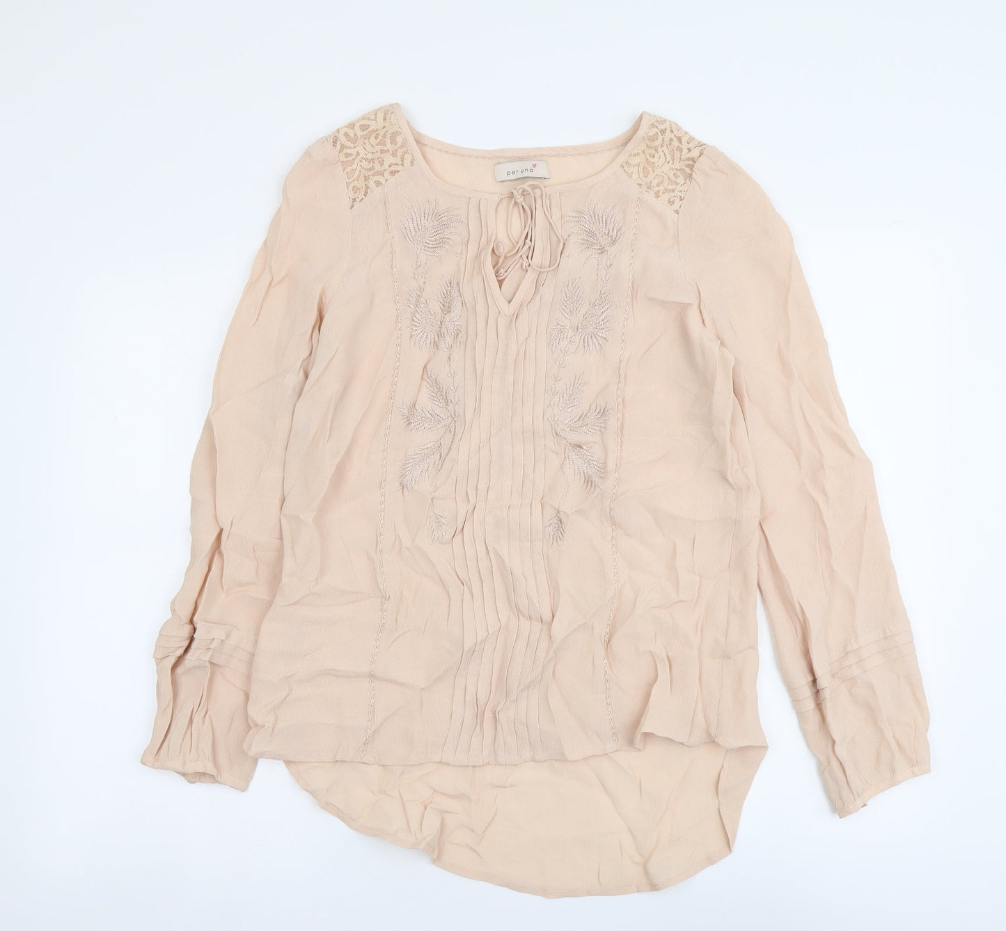 Per Una Womens Pink Polyester Basic Blouse Size 10 Round Neck