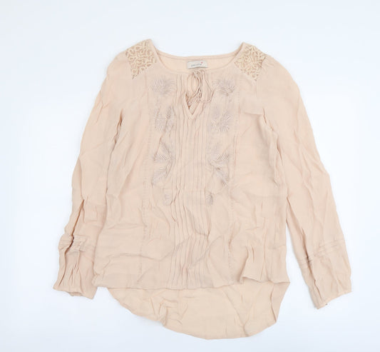 Per Una Womens Pink Polyester Basic Blouse Size 10 Round Neck