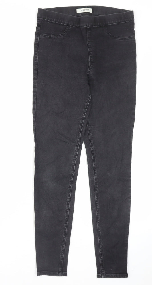 Marks and Spencer Womens Black Cotton Jegging Trousers Size 10 L27 in Regular