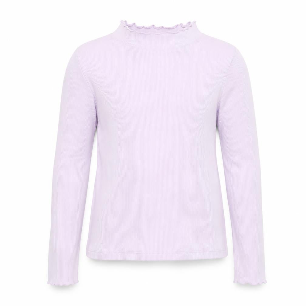 Matalan Girls Purple Cotton Basic Casual Size 9 Years High Neck Pullover - Lettuce Edging