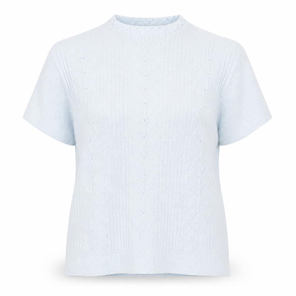 AKAL Womens Blue Acrylic Basic T-Shirt Size L Crew Neck