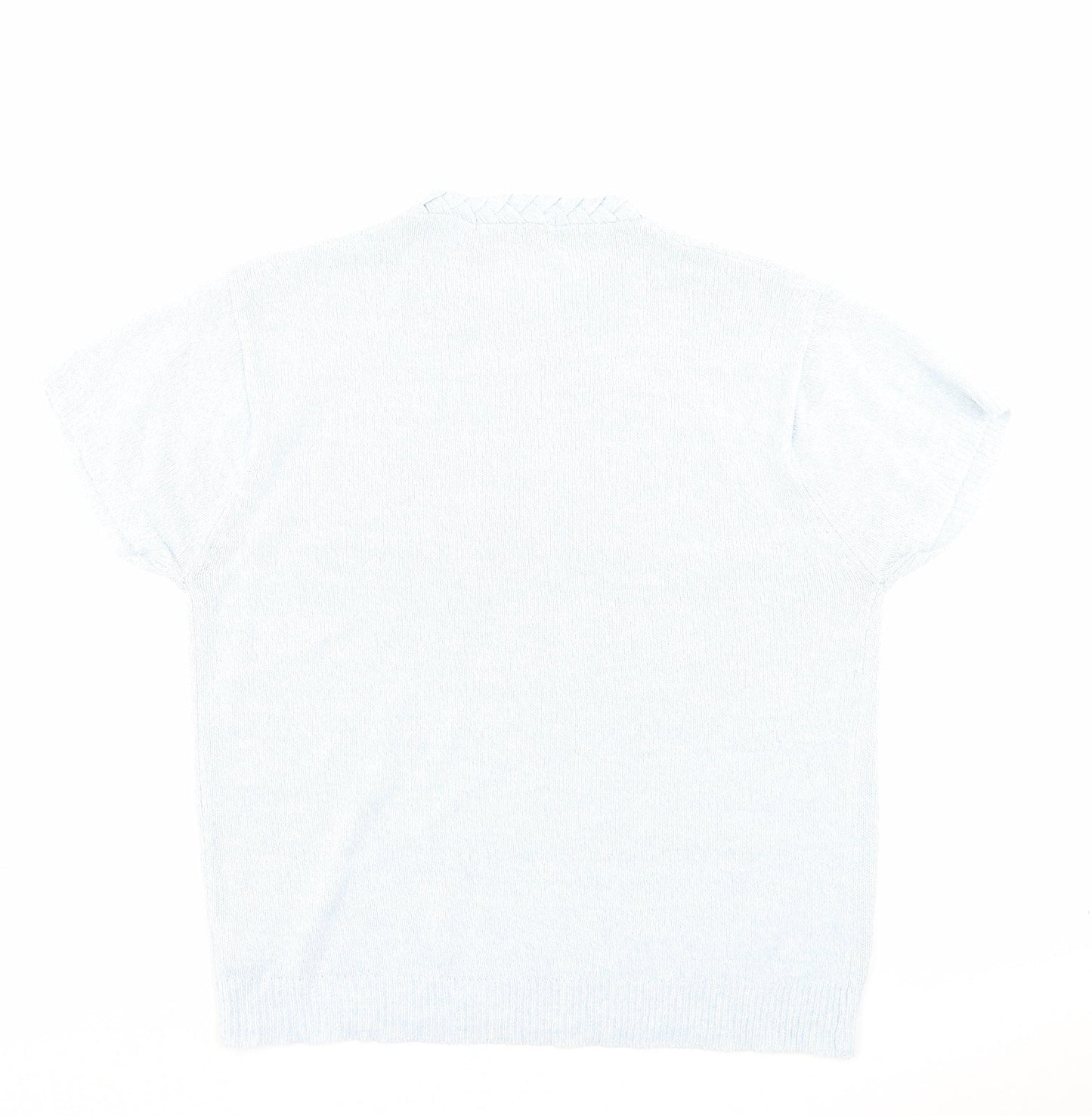 AKAL Womens Blue Acrylic Basic T-Shirt Size L Crew Neck