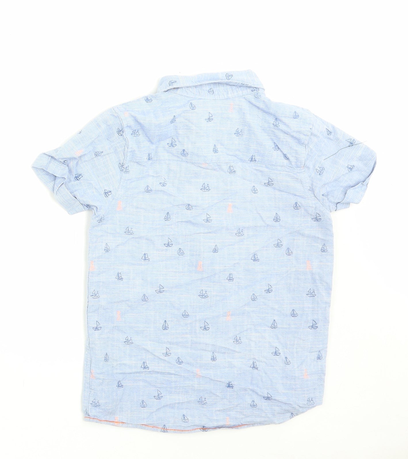Mother care Boys Blue Geometric Cotton Basic Button-Up Size 6 Years Collared Button - Boat Print