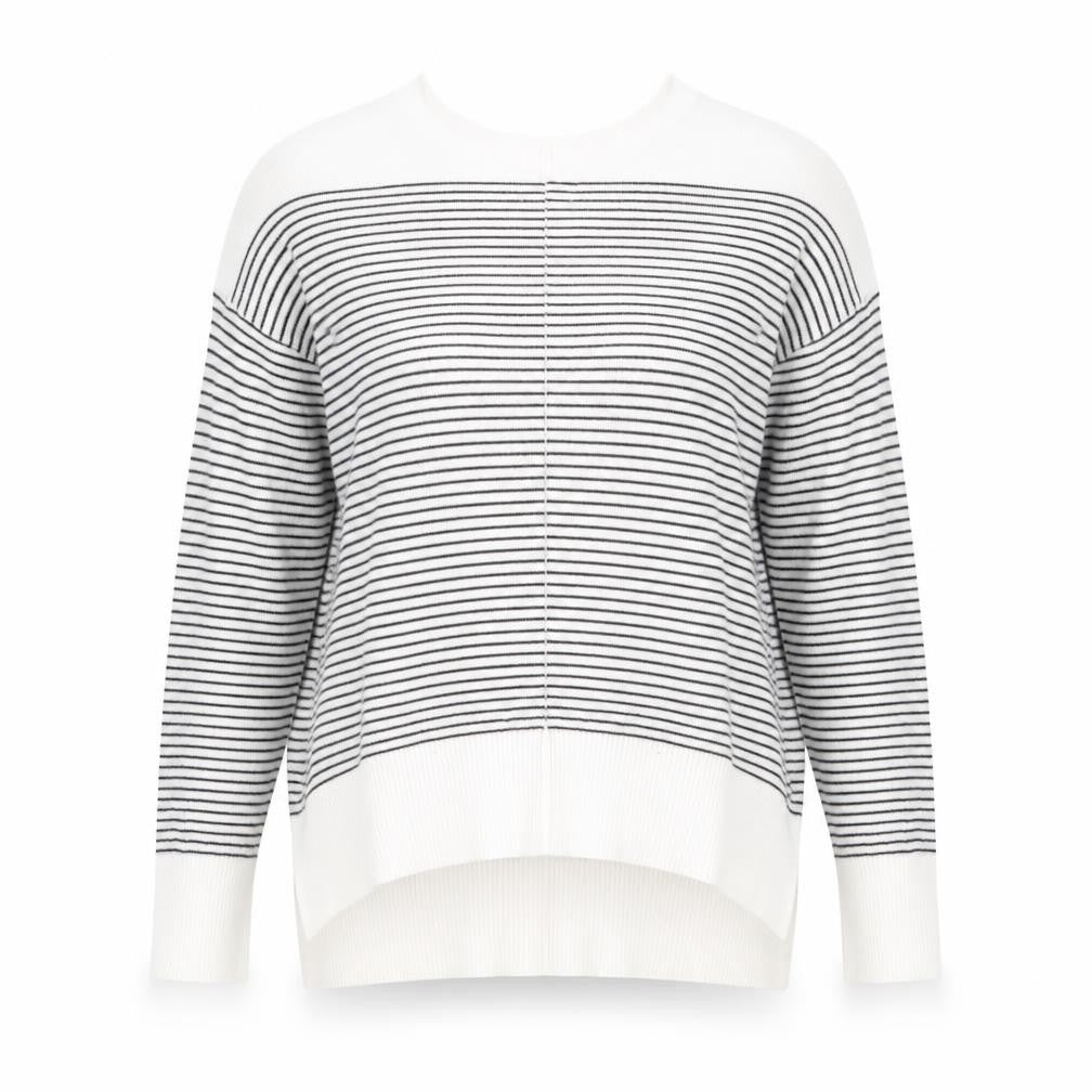 Primark Womens Ivory Crew Neck Striped Polyamide Pullover Jumper Size 12