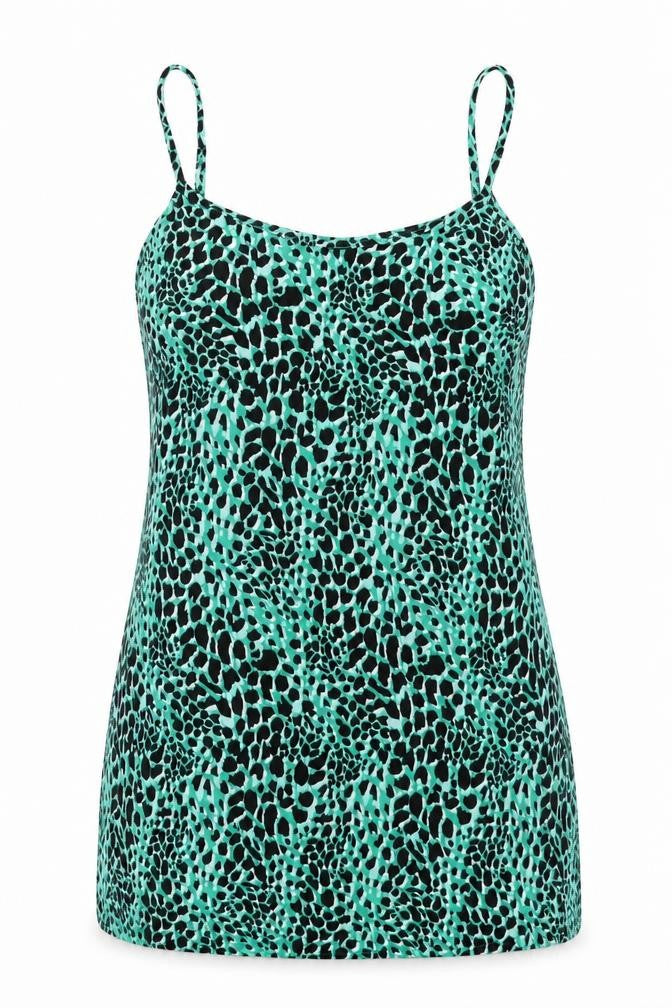 New Look Womens Green Animal Print Viscose A-Line Size 12 Scoop Neck Pullover