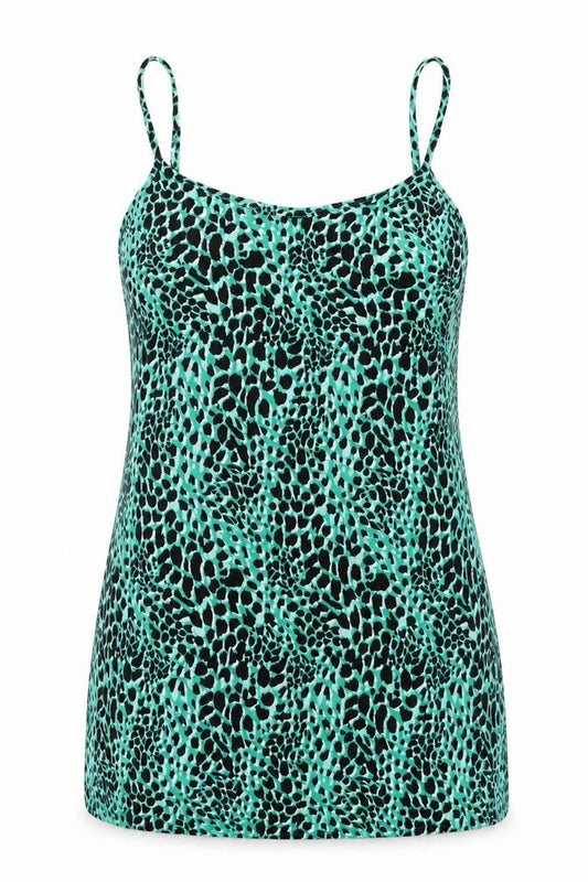 New Look Womens Green Animal Print Viscose A-Line Size 12 Scoop Neck Pullover