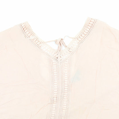 New Look Womens Pink Viscose Basic Blouse Size 12 V-Neck