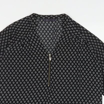 Marks & Spencer Womens Black Geometric Polyester Basic Blouse Size 10 V-Neck