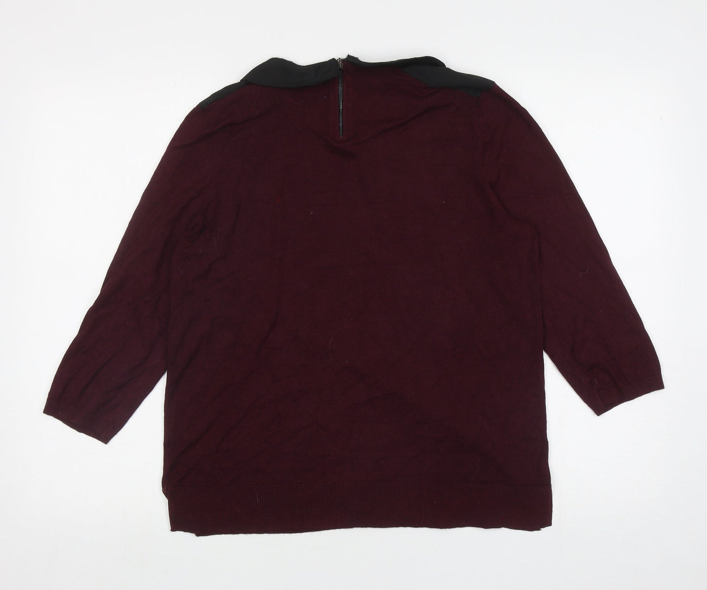 Papaya Womens Purple Collared Viscose Pullover Jumper Size 16