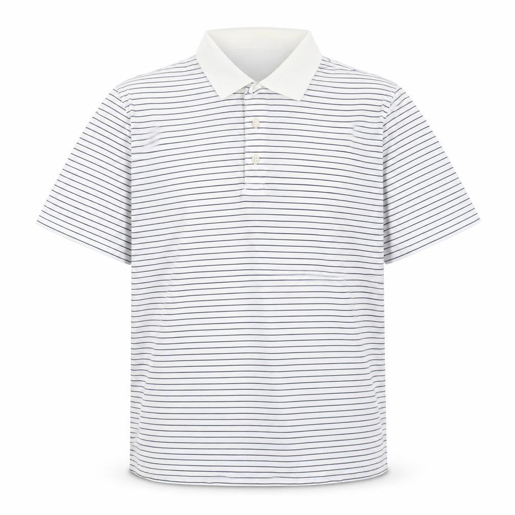 Bobby Jones Mens White Striped Polyester Polo Size M Collared Pullover