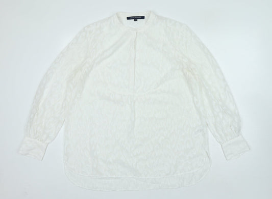 French Connection Womens White Polyester Basic Blouse Size 14 Crew Neck