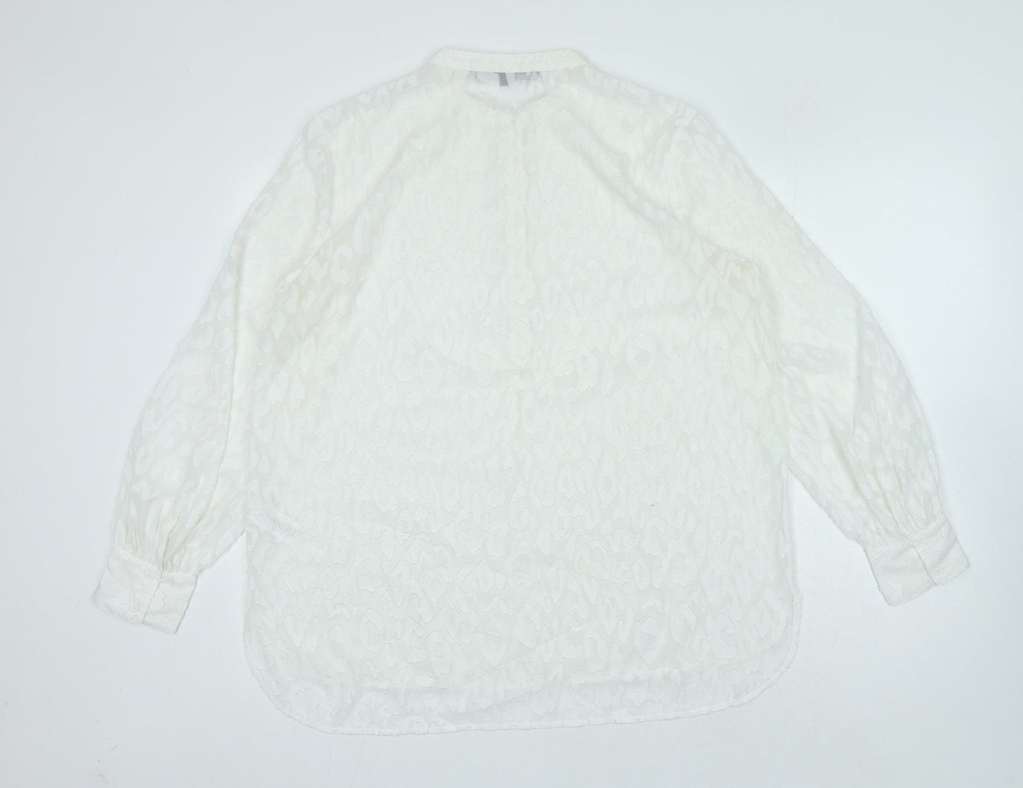 French Connection Womens White Polyester Basic Blouse Size 14 Crew Neck